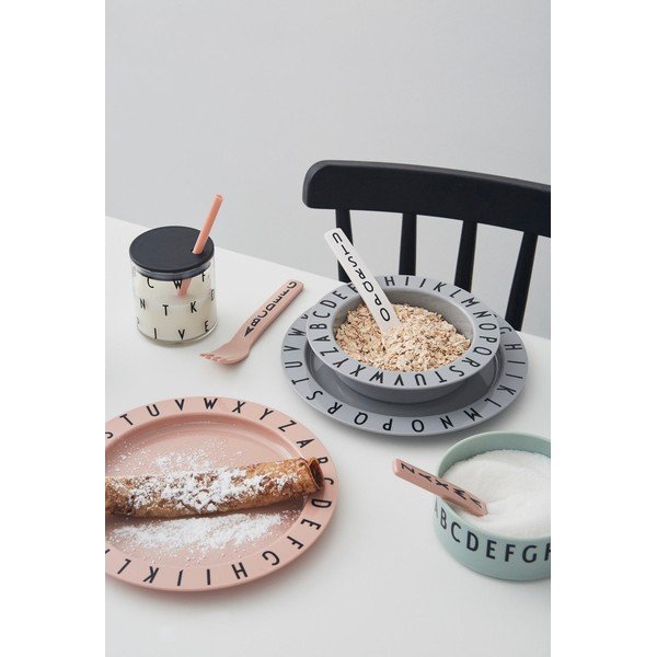 Sivi dječji duboki tanjur Design Letters Eat & Learn, ø 15,5 cm-image-1