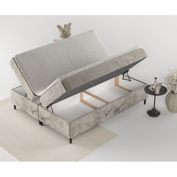 Svjetlo smeđi boxspring krevet s prostorom za pohranu 180x200 cm Araya – Maison de Rêve-image-4