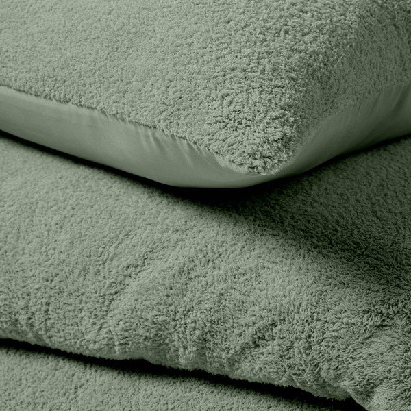 Zelena posteljina za bračni krevet/za produženi krevet od mikropliša 240x220 cm Helena – douceur d'intérieur-image-2