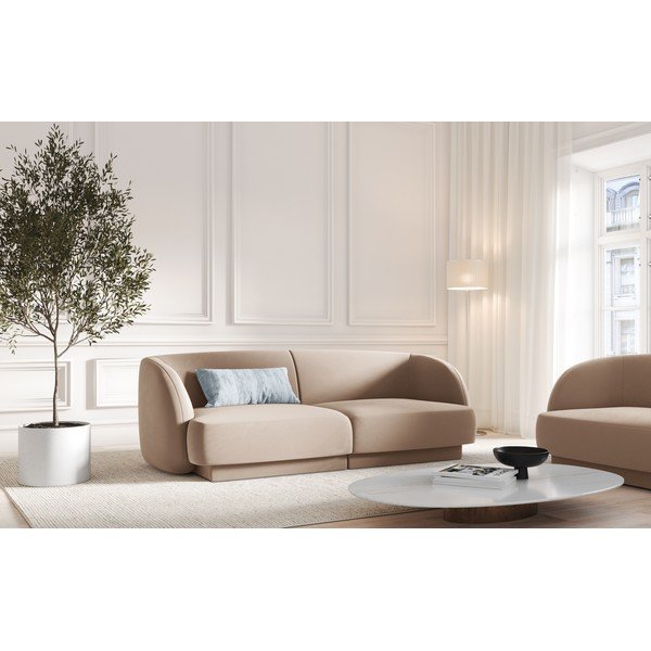 Bež baršunasta sofa 184 cm Miley  – Micadoni Home-image-1