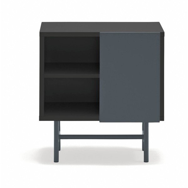 Crni/antracitno sivi noćni ormarić u mat dekoru s policama Nube – Teulat