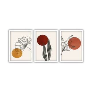 Set od 3 slike u bijelim okvirima Vavien Artwork Floral., 35 x 45 cm