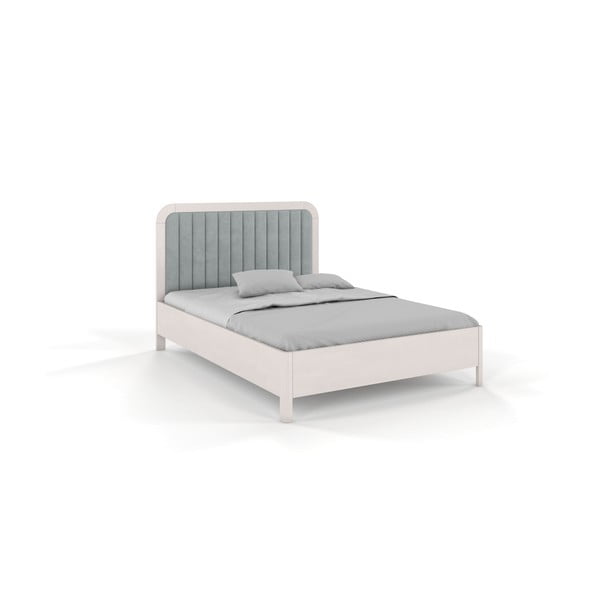 Bijeli/sivi bračni krevet od masivne bukve 160x200 cm Modena – Skandica