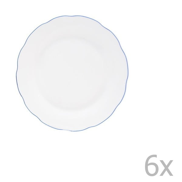 Set od 6 bijelih porculanskih desertnih tanjura Orion Blue Line, ⌀ 18 cm