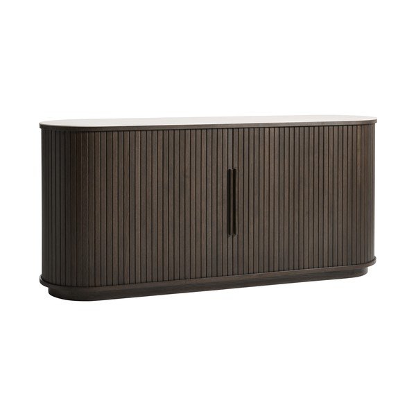 Komoda s keramičkom daskom s kliznim vratima u tamnoj prirodnoj boji 165x76x45 cm Enna – Unique Furniture