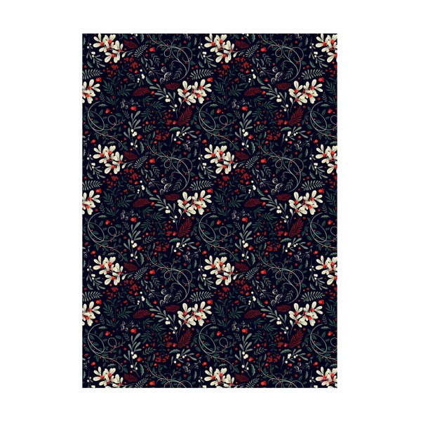 5 listova crnog papira za umatanje Eleanor stuart Winter Floral, 50 x 70 cm-image-1