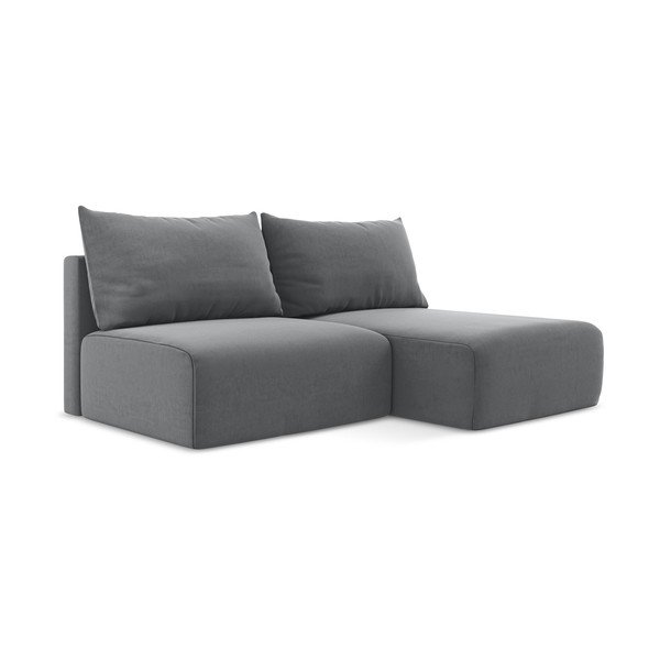 Siva baršunasti sklopiva/s prostorom za odlaganje kutna garnitura (s desnim kutom/s ležaljkom) Kalena – Makamii-image-2