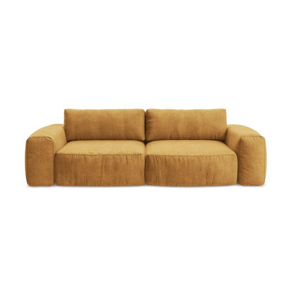 Senf žuta sklopiva sofa od šenila 275 cm Kuki – Makamii