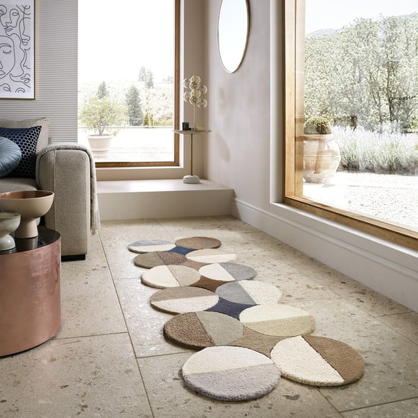 Sivo-bež ručno rađena vunena staza 80x230 cm Mia Ellipse – Flair Rugs-image-2
