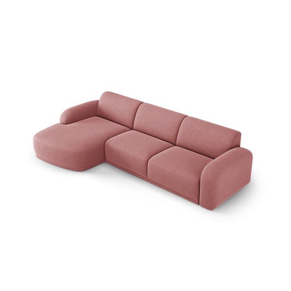 Svijetlo ružičasta baršunasti kutna garnitura Erin – Micadoni Home-image-4
