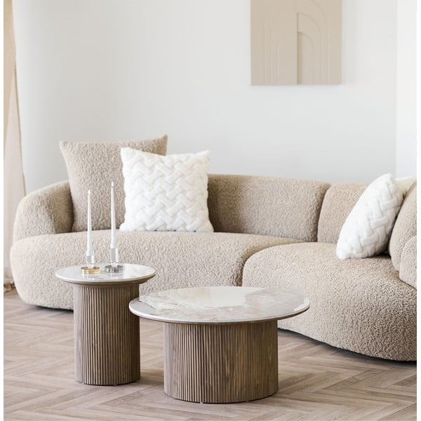 Okrugao pomoćni stol s pločom stola u mramornom dekoru ø 45 cm Athens – House Nordic-image-1