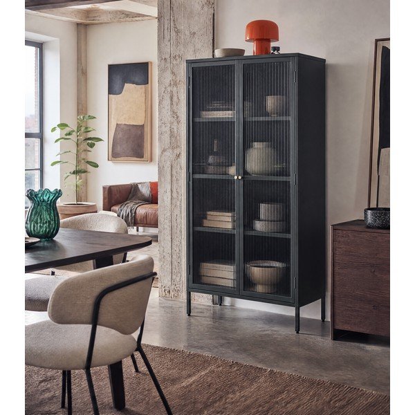 Tamno zelena metalna vitrina 90x190 cm Bronco - Unique Furniture-image-1