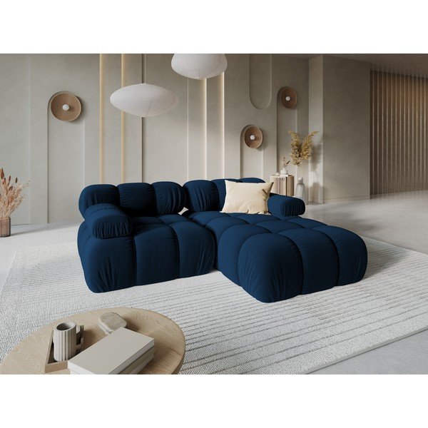 Plava baršunasta kutna garnitura (s desnim kutom) Bellis – Micadoni Home-image-1