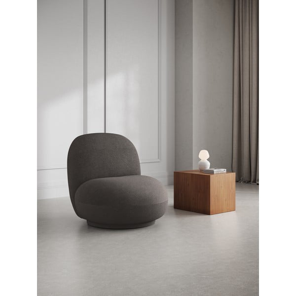 Siva fotelja od bouclé tkanine Chuck – Micadoni Home-image-1