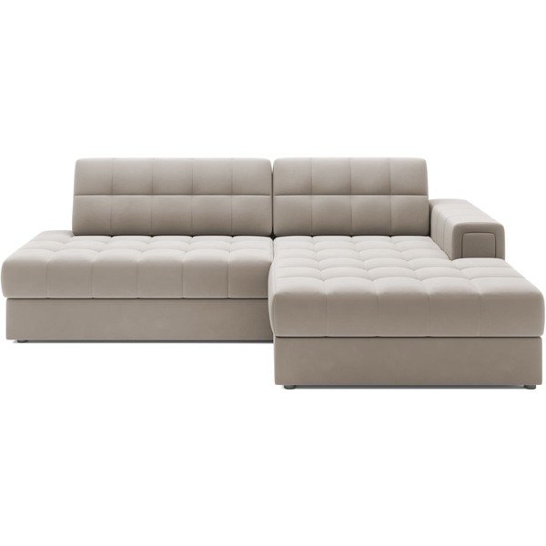 Bež baršunasti sklopiva kutna garnitura (s desnim kutom/s ležaljkom) Blezalt – ELTAP