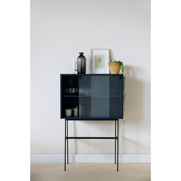 Tamno plava vitrina s kliznim vratima 70x109x40 cm Lekko – noo.ma-image-1