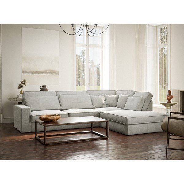 Svijetlo siva kutna garnitura od šenila (s desnim kutom/u obliku slova L) Kirou – Maison de Rêve-image-1