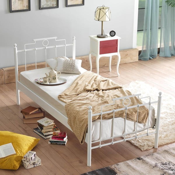 Bijeli metalni krevet s podnicom 120x200 cm Hatkus – Kalune Design-image-2