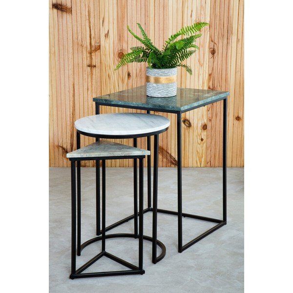 Pomoćni stolići u setu 3 kom s mramornom pločom 40x40 cm Mandoli – Premier Housewares-image-1