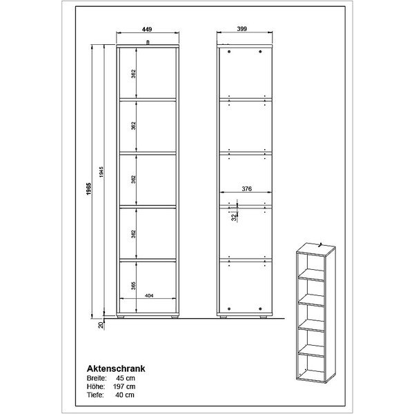 Krem regal u mat dekoru 45x197x40 cm Lissabon – Germania-image-3