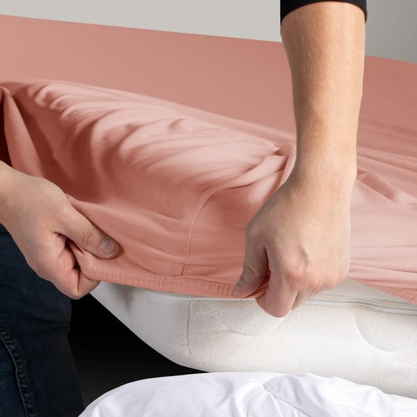 Plahta s gumom od jeseya boja breskve 240x220 cm Amber – Restilo-image-1