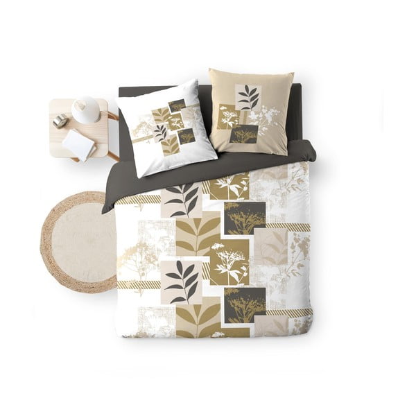 Bijela/smeđa pamučna posteljina za bračni krevet/za produženi krevet 240x220 cm Utopia – douceur d'intérieur-image-4