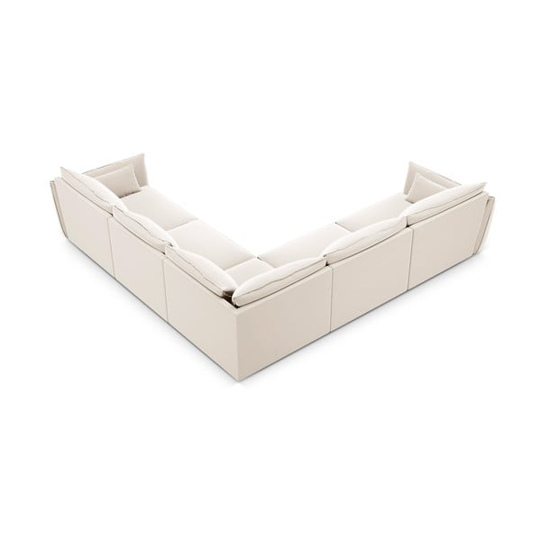 Bež baršunasti kutna garnitura Vanda – Mazzini Sofas-image-3