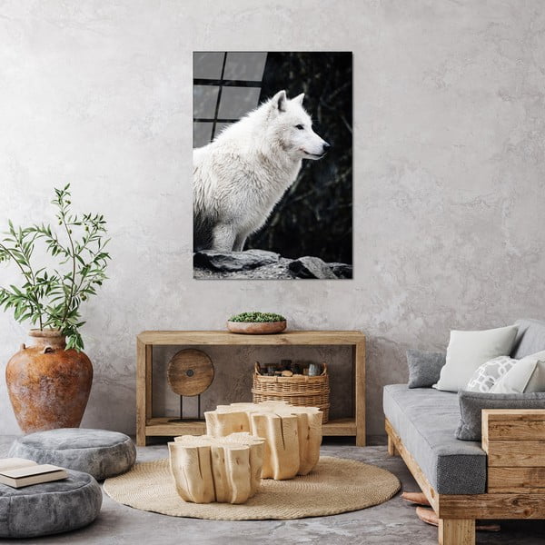 Staklena slika 70x100 cm White Wolf - Wallity-image-3