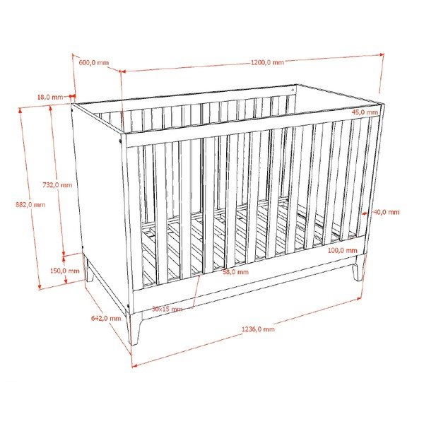 Dječji krevet u dekoru oraha s podesivom visinom 60x120 cm u tamnoj prirodnoj boji Ilyas – Vipack-image-3