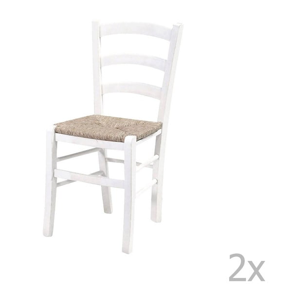 Set od 2 bijele stolice za blagovanje s konstrukcijom od punog bukovog drveta Evergreen House Straw
