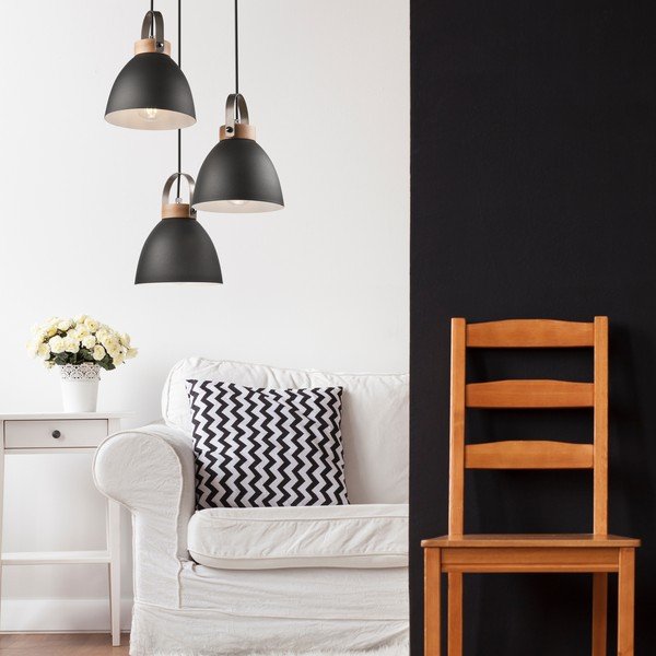 Crna viseća svjetiljka s metalnim sjenilom ø 37 cm Danielle – LAMKUR-image-1