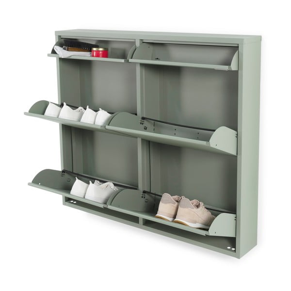 Prljavo zeleni metalni preklopni ormarić za cipele 98x86x15 cm Billy – Spinder Design-image-2