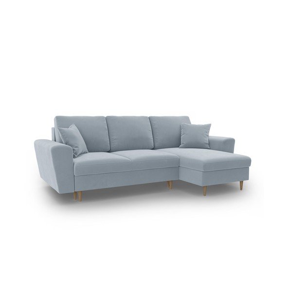 Svijetlo plava baršunasti sklopiva/s prostorom za odlaganje kutna garnitura Kyoto – Cosmopolitan Design-image-1