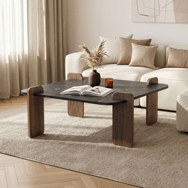 Crni stolić za kavu 90x90 cm Marais – Nordure-image-1