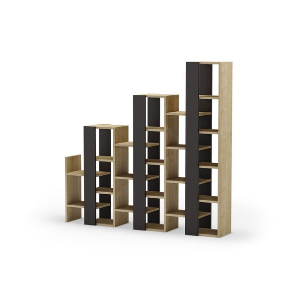 Crni/u prirodnoj boji regal u dekoru hrasta 158x151 cm Anissa – Marckeric-image-3