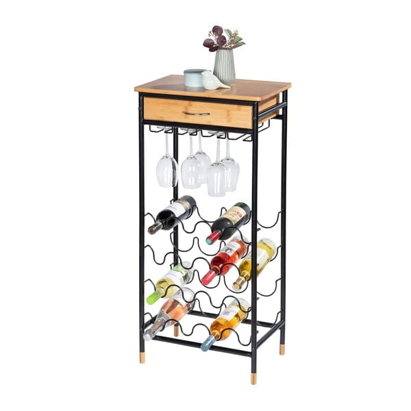 Crna/u prirodnoj boji metalna vitrina za vino broj boca 16 kom, 48x95 cm Loft – Wenko-image-1