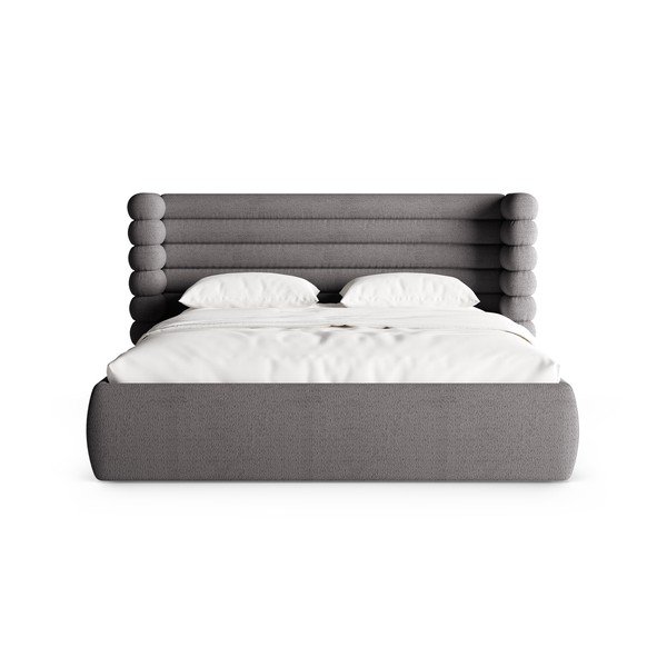 Tamno sivi tapecirani bračni krevet s prostorom za odlaganje s podnicom 160x200 cm Mount – Micadoni -image-4