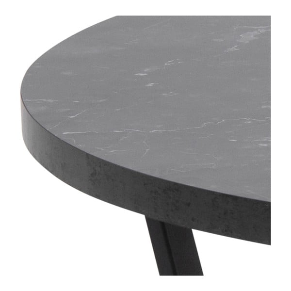 Crni stol za kavu s pločom u dekoru mramora Actona Amble, ⌀ 77 cm-image-1