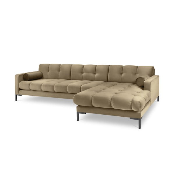 Kutna garnitura od bež baršuna Cosmopolitan Design Bali, desni kut-image-2