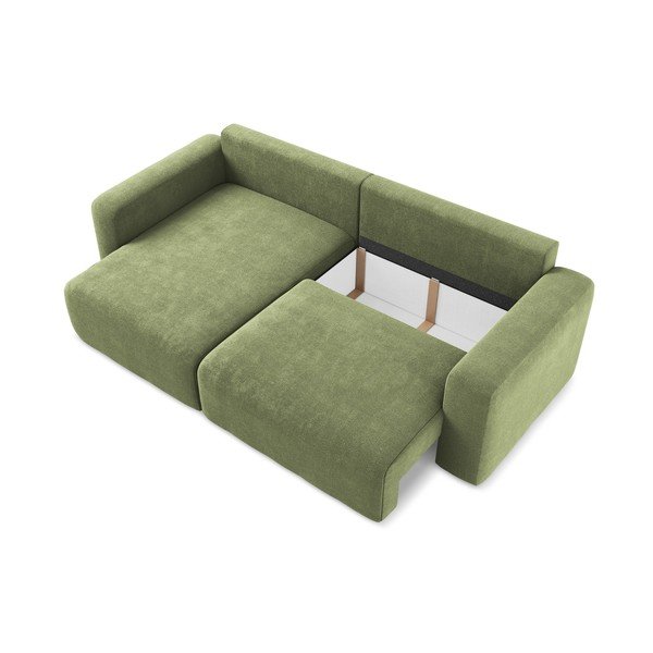 Zelena sklopiva/s prostorom za odlaganje kutna garnitura od šenila (s lijevim kutom/s ležaljkom) Kona – Makamii-image-4