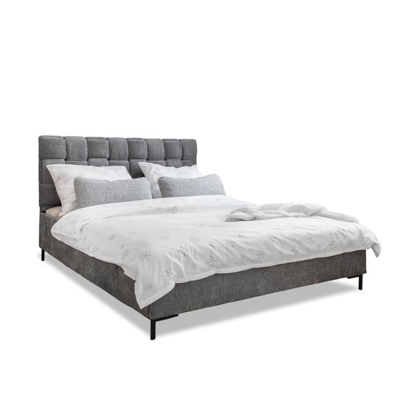 Sivi tapecirani bračni krevet s podnicom 160x200 cm Eve – Miuform