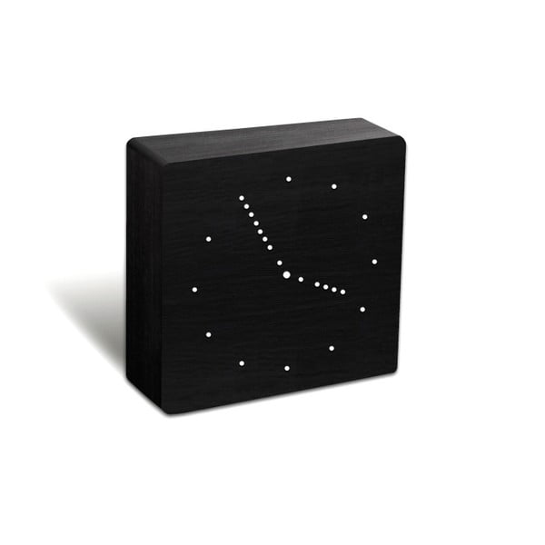 Crna budilica s bijelim LED zaslonom Gingko Analogue Click Clock