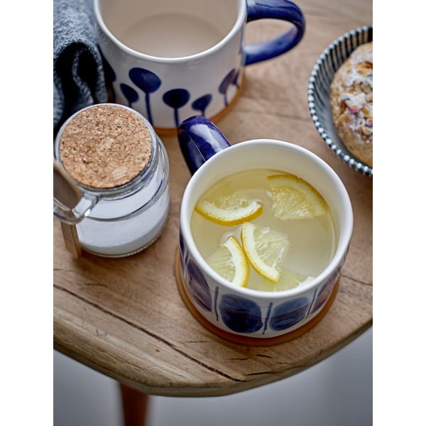 Bijele/plave šalice u setu 3 kom od kamenine 450 ml Linora – Bloomingville-image-1