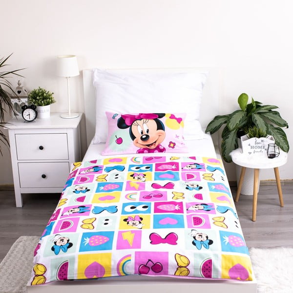 Ružičasta pamučna dječja posteljina za dječji krevetić 100x135 cm Minnie "Sweet" – Jerry Fabrics-image-3