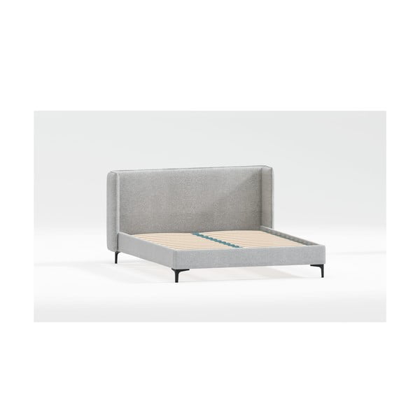 Sivi tapecirani bračni krevet s podnicom 200x200 cm Basti – Ropez