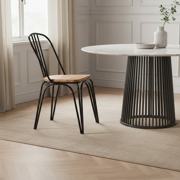 Crna blagovaonska stolica od čvrstog brijesta District – Premier Housewares-image-3