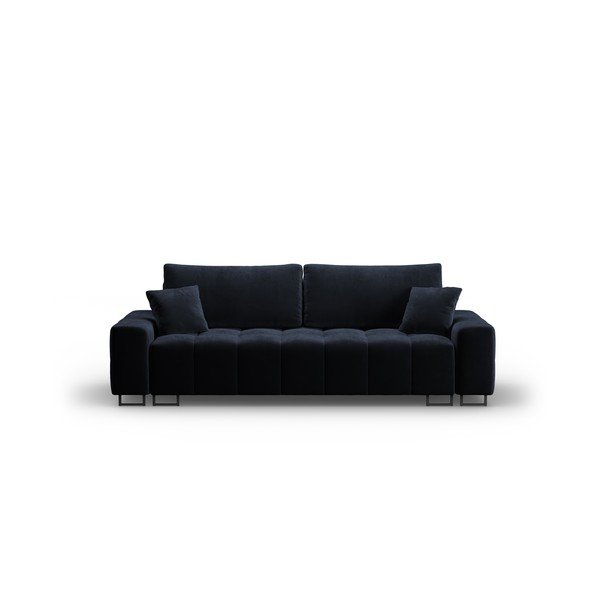 Tamno plava baršunasti sklopiva/s prostorom za odlaganje sofa 250 cm Wicklow – Cosmopolitan Design