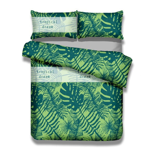 Set pamučne navlake za poplun i 2 jastučnice AmeliaHome Averi Rainforest, 230 x 220 cm + 50 x 75 cm