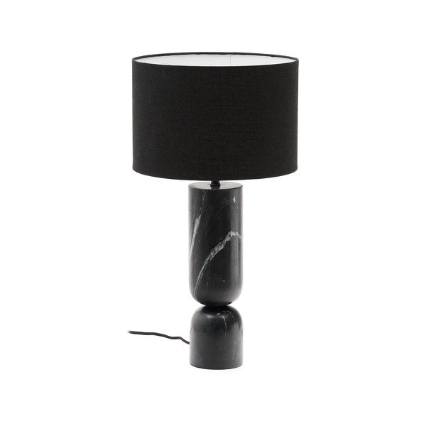 Crna mramorna stolna lampa s tekstilnim sjenilom (visina 57 cm) Vex – Kave Home