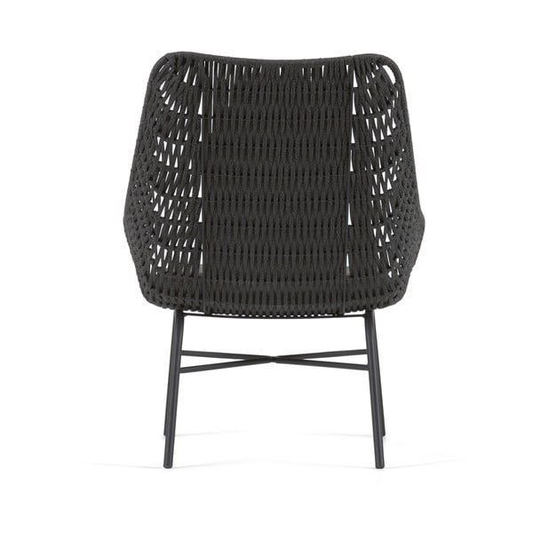 Crna ručno pletena vanjska fotelja Kave Home Abeli-image-3